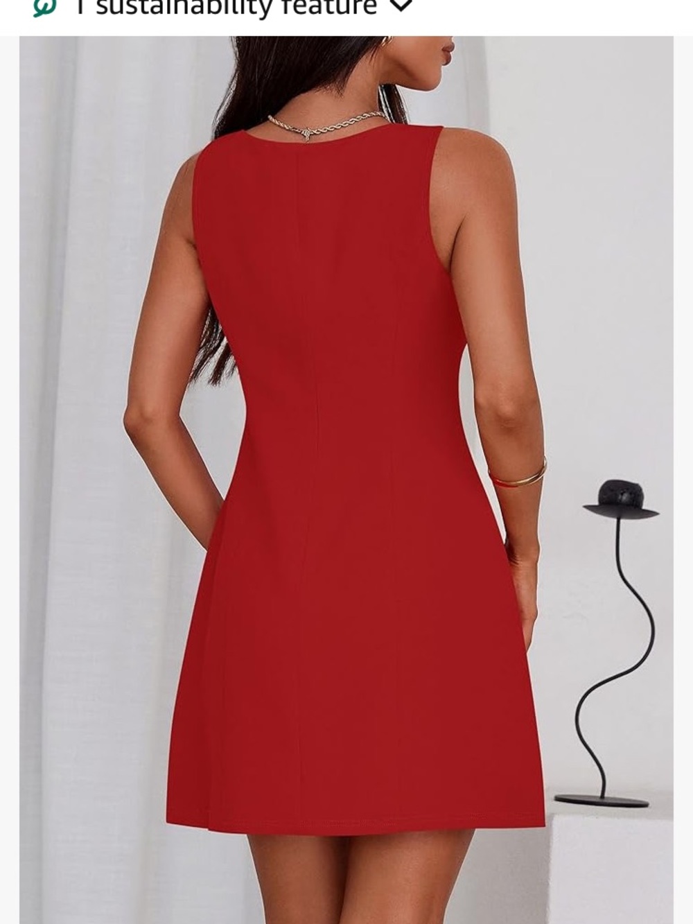 Sleeveless Red A-Line Dress - Elegant Day to Night - Picture 3 of 3